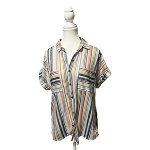 Eden & Olivia Striped Button Down Top – Size Medium
